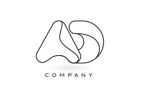 Logo de lettre de monogramme d'AD avec le contour mince de contour de contour de monogramme noir — Image vectorielle