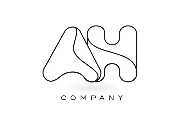 Logotipo de letra de monograma AH con contorno de contorno de monograma negro delgado — Vector de stock