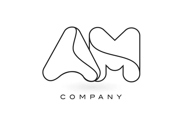 Ам-Вензель лист логотип з тонких монограма чорний контур контур — стоковий вектор