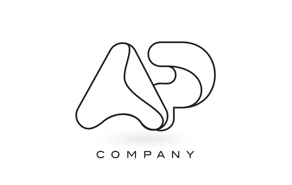 AP Monogram list Logo z cienki czarny Monogram konturach — Wektor stockowy