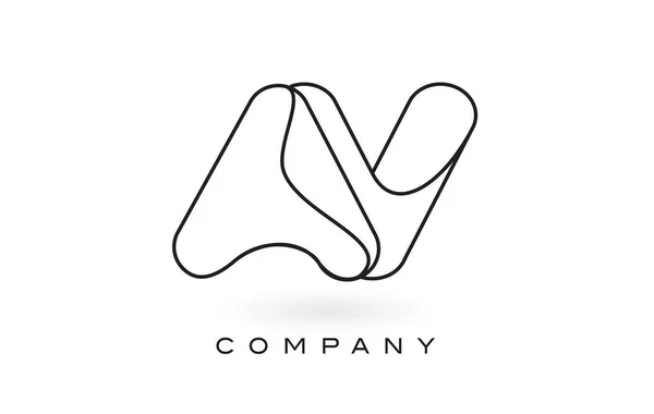 AV Monogram dopis Logo s obrysu tenký černý Monogram — Stockový vektor
