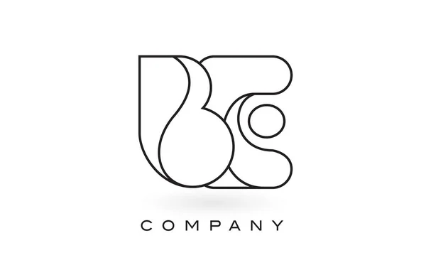 Logo de lettre de monogramme BE avec contour mince de contour de monogramme noir — Image vectorielle