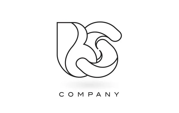 Logo de lettre de monogramme de BS avec le contour mince de contour de contour de monogramme noir — Image vectorielle