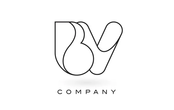 Logo de lettre de monogramme de BV avec le contour mince de contour de contour de monogramme noir — Image vectorielle