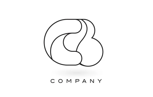 Logo de lettre de monogramme CB avec contour mince de contour de monogramme noir — Image vectorielle