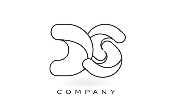 Logo de lettre de monogramme de DS avec le contour mince de contour de contour de monogramme noir — Image vectorielle