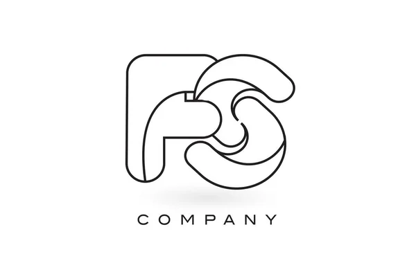 FS Monogram levél logó vékony fekete Monogram körvonalának — Stock Vector