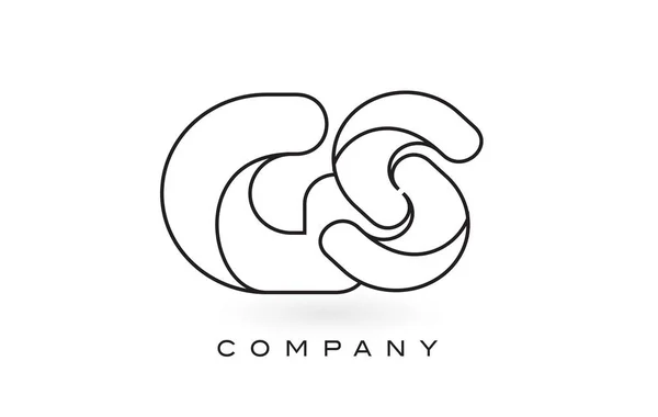 Logo de lettre de monogramme de GS avec le contour mince de contour de contour de monogramme noir — Image vectorielle