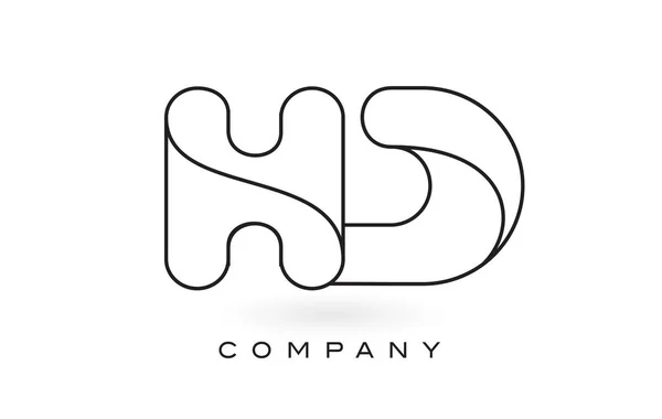 Logo de lettre de monogramme HD avec le contour mince de contour de contour de monogramme noir — Image vectorielle