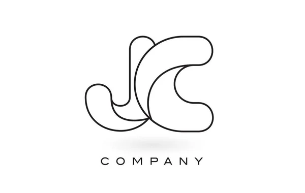 Logo de lettre de monogramme de JC avec le contour mince de contour de contour de monogramme noir — Image vectorielle