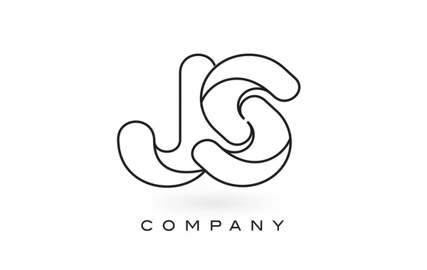 Logotipo de letra de monograma JS con contorno de contorno de monograma negro delgado — Archivo Imágenes Vectoriales