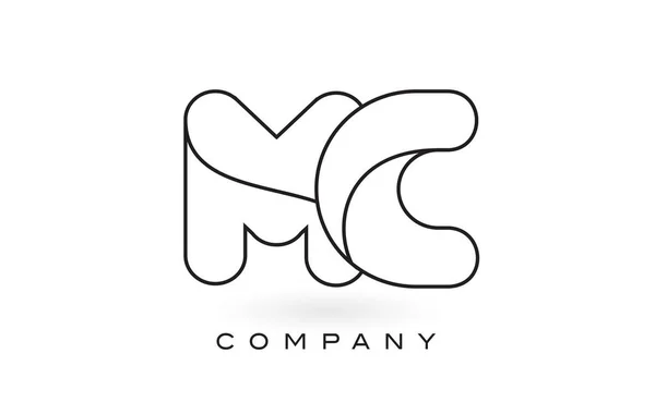Logo de lettre de monogramme de MC avec le contour mince de contour de contour de monogramme noir — Image vectorielle