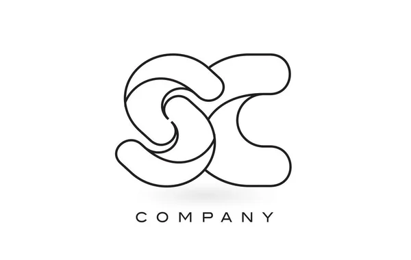 Sc monogramm letter logo mit dünnem schwarzen monogramm umriss kontur — Stockvektor