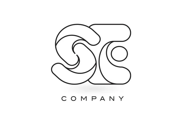 SE Monogram Letter Logo With Thin Black Monogram Outline Contour — Stock Vector