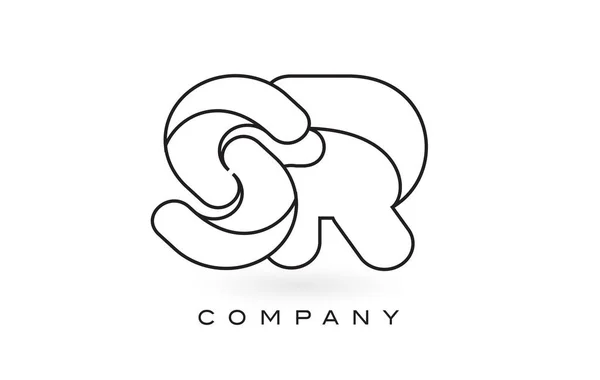 Logo de lettre de monogramme de SR avec le contour mince de contour de contour de monogramme noir — Image vectorielle