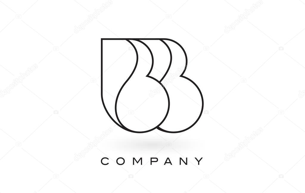 BB Monogram Letter Logo With Thin Black Monogram Outline Contour