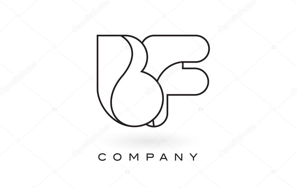 BF Monogram Letter Logo With Thin Black Monogram Outline Contour