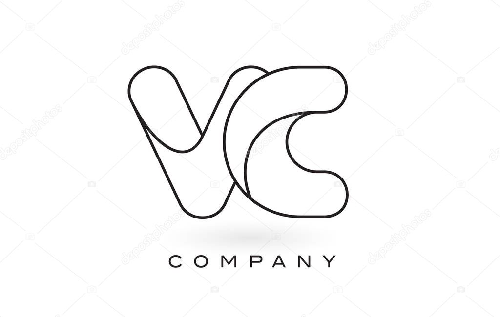 VC Monogram Letter Logo With Thin Black Monogram Outline Contour