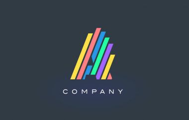 Renkli çizgiler tasarlamak vektör bir mektup Logo. Gökkuşağı mektup 