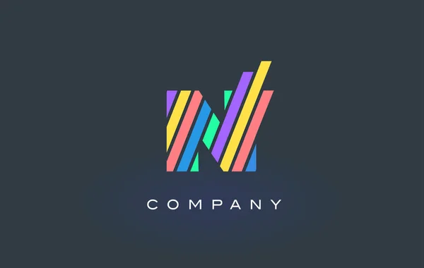 Logotipo de letra N com linhas coloridas Design Vector. Carta do arco-íris —  Vetores de Stock
