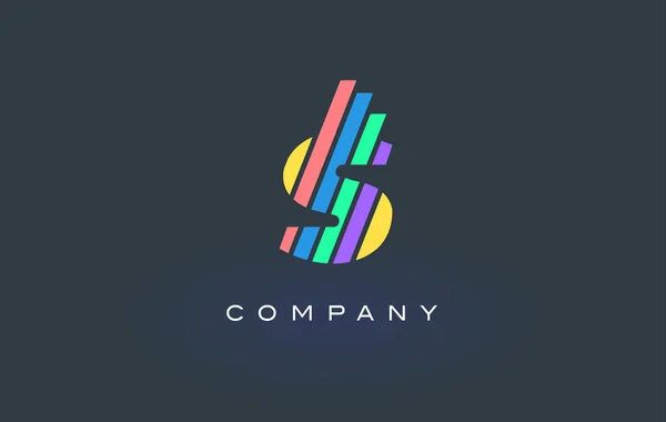 Logotipo de la letra S con Vector de diseño de líneas coloridas. Carta del arco iris — Vector de stock