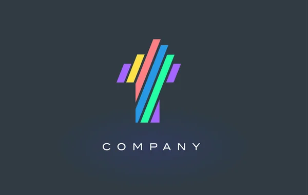 T dopis Logo s barevnými řádky Design vektor. Rainbow dopis — Stockový vektor