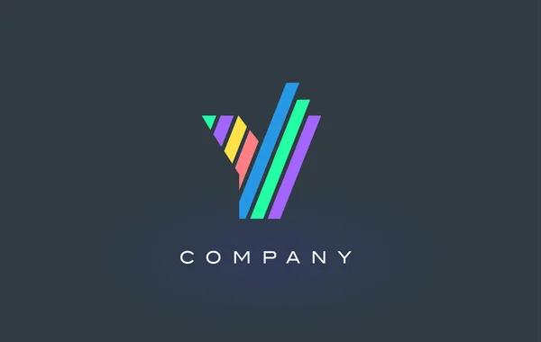 Y лист логотип з барвисті лінії дизайн вектор. Веселка лист — стоковий вектор