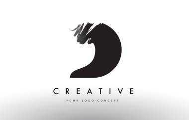 D harfi Logo fırçaladı. Siyah fırça harflerle tasarımı ile fırça str