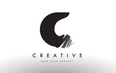 C harfi Logo fırçaladı. Siyah fırça harflerle tasarımı ile fırça str