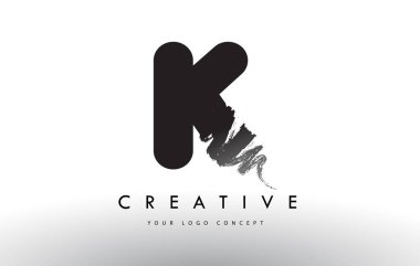 K harfi Logo fırçaladı. Siyah fırça harflerle tasarımı ile fırça str