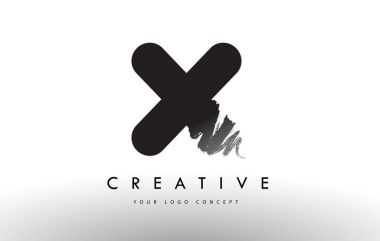 X harfi Logo fırçaladı. Siyah fırça harflerle tasarımı ile fırça str