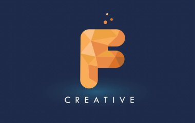 F harfi ile Origami üçgenler Logo. Yaratıcı sarı turuncu Ori