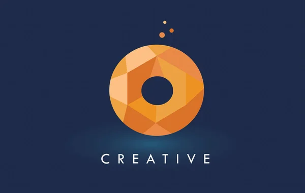 O Letter With Origami Triangles Logo. Creative Yellow Orange Ori — Stock Vector