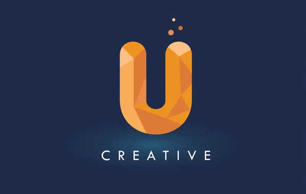 U Letter With Origami Triangles Logo. Creative Yellow Orange Ori — Stock Vector