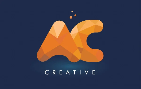AC Letter With Origami Triangles Logo (en inglés). Amarillo creativo naranja o — Archivo Imágenes Vectoriales