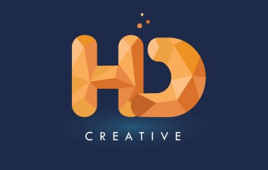 Origami üçgenler logosu ile HD mektup. Yaratıcı sarı turuncu veya