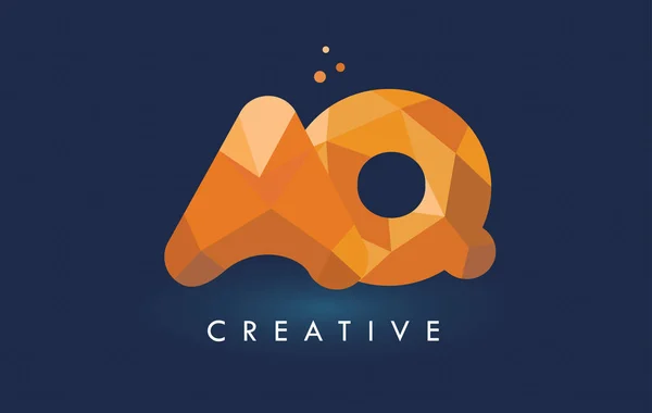 Carta AQ con logotipo de triángulos de origami. Amarillo creativo naranja o — Archivo Imágenes Vectoriales