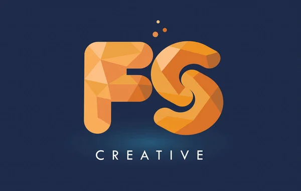 FS levél Origami háromszög logó. Kreatív sárga narancs vagy — Stock Vector