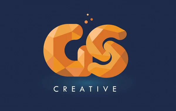 GS Carta con logotipo de triángulos de origami. Amarillo creativo naranja o — Archivo Imágenes Vectoriales