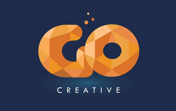 GO Letter With Origami Triangles Logo (en inglés). Amarillo creativo naranja o — Archivo Imágenes Vectoriales