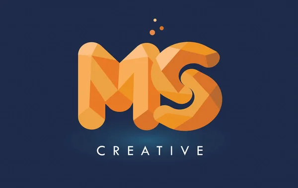 Lettre MS avec logo Origami Triangles. Orange jaune créatif ou — Image vectorielle