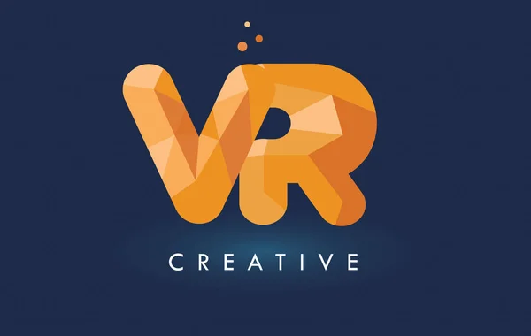 Lettre VR avec logo Origami Triangles. Orange jaune créatif ou — Image vectorielle