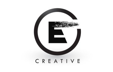 E fırça mektup Logo tasarımı. Yaratıcı fırçalanmış harf simgesi Logo.