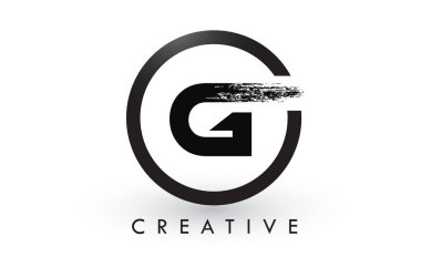G fırça mektup Logo tasarımı. Yaratıcı fırçalanmış harf simgesi Logo.