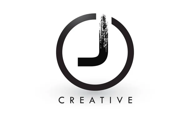 J fırça mektup Logo tasarımı. Yaratıcı fırçalanmış harf simgesi Logo. — Stok Vektör
