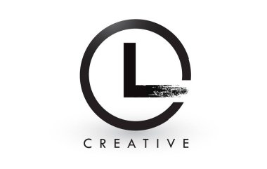 L fırça mektup Logo tasarımı. Yaratıcı fırçalanmış harf simgesi Logo.