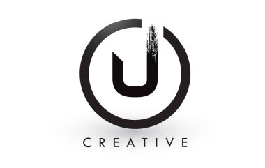 U fırça mektup Logo tasarımı. Yaratıcı fırçalanmış harf simgesi Logo.