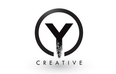 Y fırça mektup Logo tasarımı. Yaratıcı fırçalanmış harf simgesi Logo.