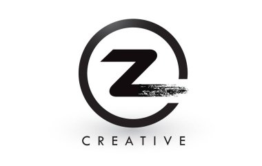 Z fırça mektup Logo tasarımı. Yaratıcı fırçalanmış harf simgesi Logo.