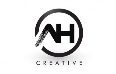 AH Brush Letter Logo Design. Creative Brushed Letters Icon Logo. clipart